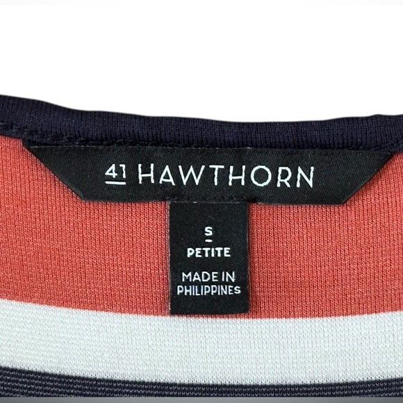 41 Hawthorn NWOT Annora Faux Wrap Knit Dress Sz S Petite Navy Terracotta - Picture 5 of 7